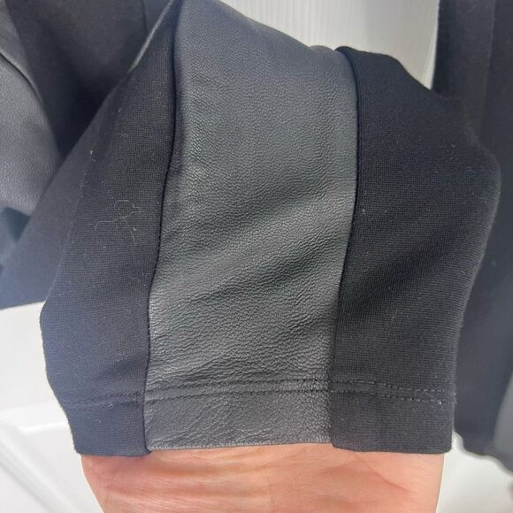 Trina Turk Black Gray Colorblock Mid Rise Leather‎ Side Panel Leggings Size 4 - Picture 6 of 13